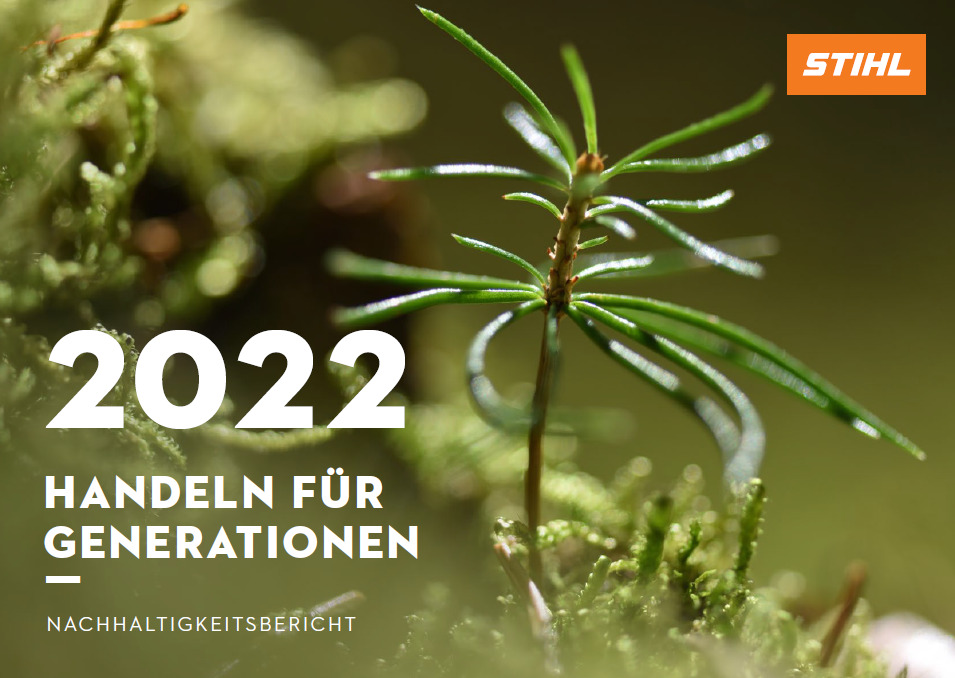 Afbeelding van de omslag van het STIHL duurzaamheidsverslag 2022
